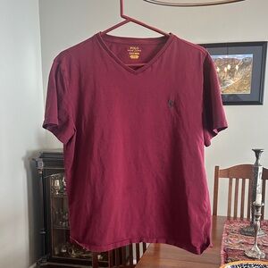 Polo Ralph Lauren Men's Burgundy V-Neck Tee